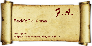 Fedák Anna névjegykártya